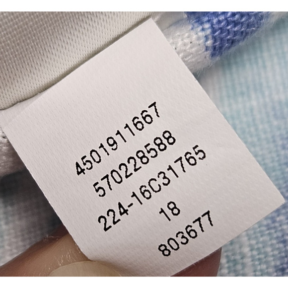 Chicos 2 Linen Open Blazer Jacket Roll Tab Sleeve White Blue Tropical Womens L - Picture 8 of 12